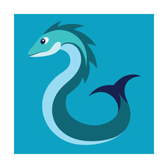 Fototapeta premium Vector illustration of a stylized blue sea serpent or mythical aquatic creature