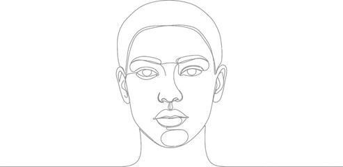 Illustration of Minimalist vector design of a continuous line face, by a world-class graphic designer. no text, minimalist, abstract, clean white background