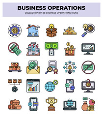 Collection of 25 Business Operations Icons: Finance. Management. Marketing. and More