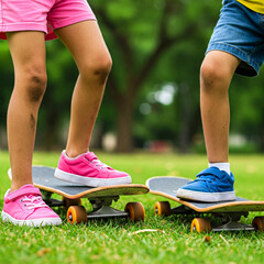 Indian kids on skateboard