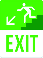 Exit sign on green and white ...