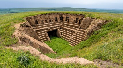 Ancient Stone Structure in a Wildflower Field
