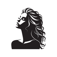 vector silhouette of a beautiful woman like an angel, simple black and white that can be edited