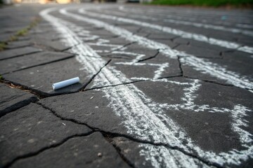 Fototapeta premium White Chalk Smudge on Cracked Black Surface.