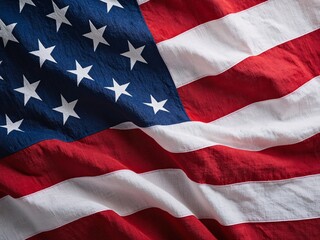 Obraz premium American flag, stars and stripes wrinkled.