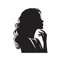 vector silhouette of a beautiful woman like an angel, simple black and white that can be edited