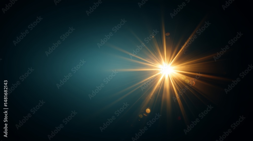 Poster A high-angle shot showcases a beautiful starburst with golden rays on a dark gradient backdrop, creating a vibrant visual effect