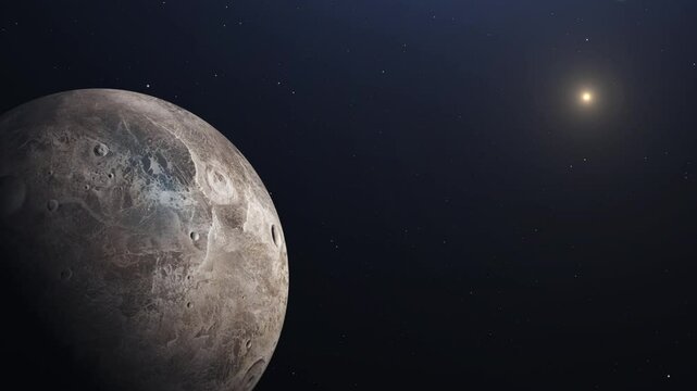view of ceres in the void of space, solar system planet
