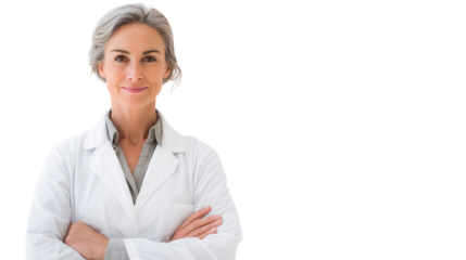 A seasoned professional stands in a modern laboratory, exuding assurance and intellect, embodying the spirit of scientific discovery.