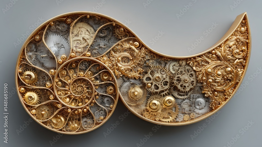 Poster classic clock object depicting the fibonacci based reward model concept with a focus on return and t