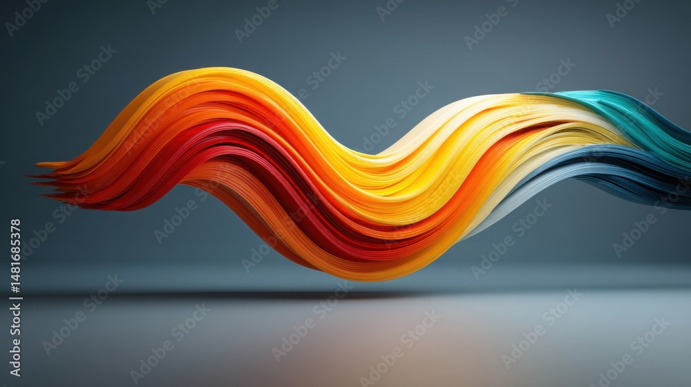 Poster colorful fibonacci-driven income band icon concept representing return in wave patterns for financia