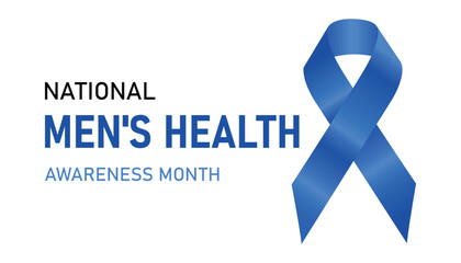 National Men's Health Awareness Month. Blue Ribbon. Holiday concept. June is Men's Health Month celebrations. Template for background, banner, card, poster with text inscription. Vector banner. Eps10 