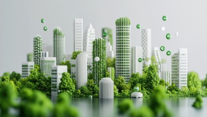envisioning a sustainable urban future miniature eco city with green buildings and thriving vegetation