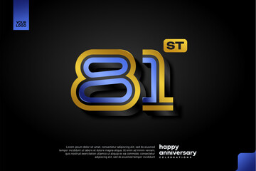 Sleek 3D Number 81 Design in Blue and Gold for Modern Anniversary Celebration on Dark Background