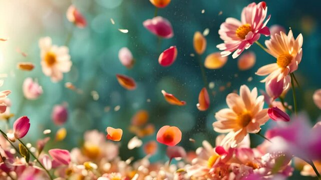 Vibrant floral spring or summer background with copy space. Banner for women's or mothers day.