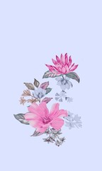 pink flowers on a white background