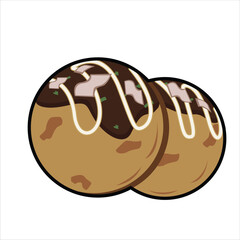 Takoyaki Japanese Cuisine Colored Flat Illustration