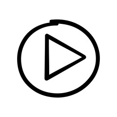 Play button doodle vector icon