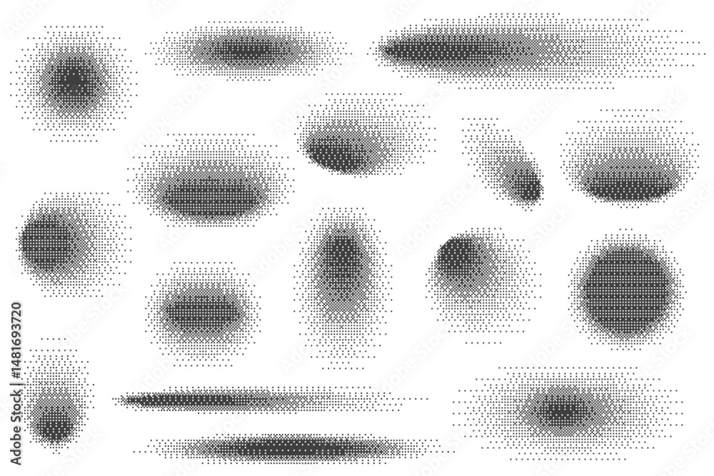 Poster circle drop shadows set with bitmap effect isolated on white background. soft gradient shapes with p