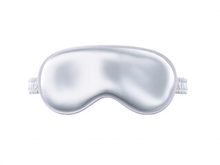 A silky white eye mask is shown against a clean white backdrop promoting restful sleep and blocking out light for a comfortable and rejuvenating experience.