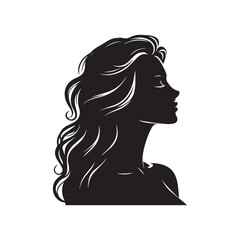 vector silhouette of a beautiful woman like an angel, simple black and white that can be edited