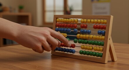 3D Abacus Counting Math Education Learning Wooden Colorful Beads