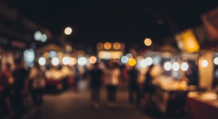 Fototapeta premium Abstract Background of Blurred Night Market Crowd