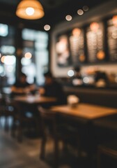 Blurred Photo of Cafe Restaurant Interior With People