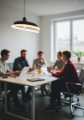 Blurred Photo of Business Team Meeting in Modern Office