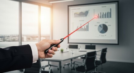 Businessman Using Laser Pointer During Presentation Illustration