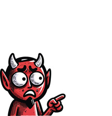 Vector Devil Illustration Unique T-Shirt Design with a Surprised Expression