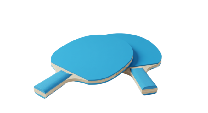 Blue ping pong paddles on black background