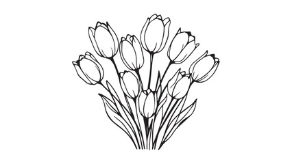 bouquet of tulips line art