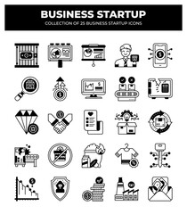 Collection of 25 Business Startup Icons: Marketing. Finance. and Growth