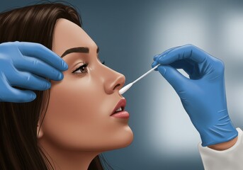 Illustration of Nasal Swab Test for Covid-19
