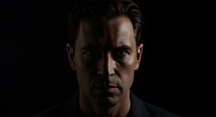 Fototapeta premium Photo: Dramatic Portrait of Man in Shadow