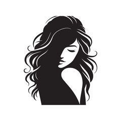 vector silhouette of a beautiful woman like an angel, simple black and white that can be edited