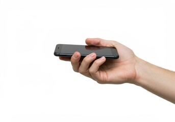 Photo Hand Holding Smartphone on White Background
