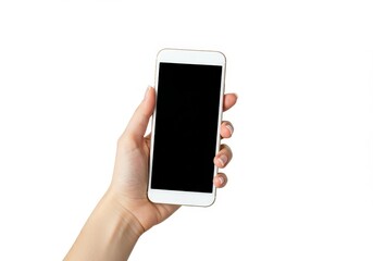 Photo Hand Holding White Smartphone With Blank Screen