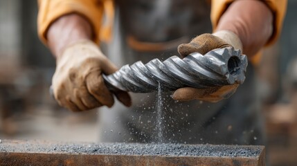 Craftsman Shaping Metal with Hand Tools in Workshop