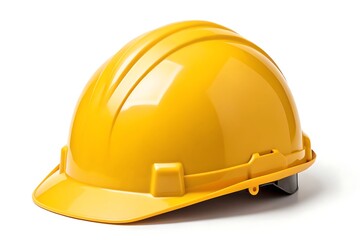 Yellow safety helmet isolated on white with drop shadow &ndash; construction gear
