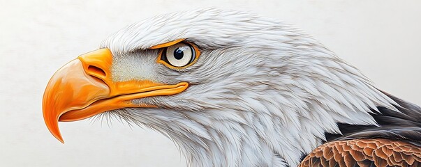 Bald eagle profile, white background