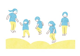 Fototapeta premium 楽しそうにジャンプする子どもたち
