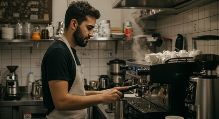 Photo of Barista Brewing Espresso in Cafe