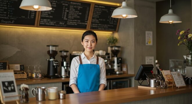 Photo of Barista at Cafe Counter