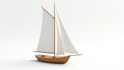 Obraz premium A Beautiful Sailboat Model with White Sails and Wooden Hull