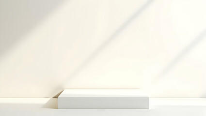 Obraz premium Creamy White Minimalist Display Platform with Subtle Paper Texture and Soft Light Casting Shadows, Ideal for Product Showcases and Simple, Elegant Presentations
