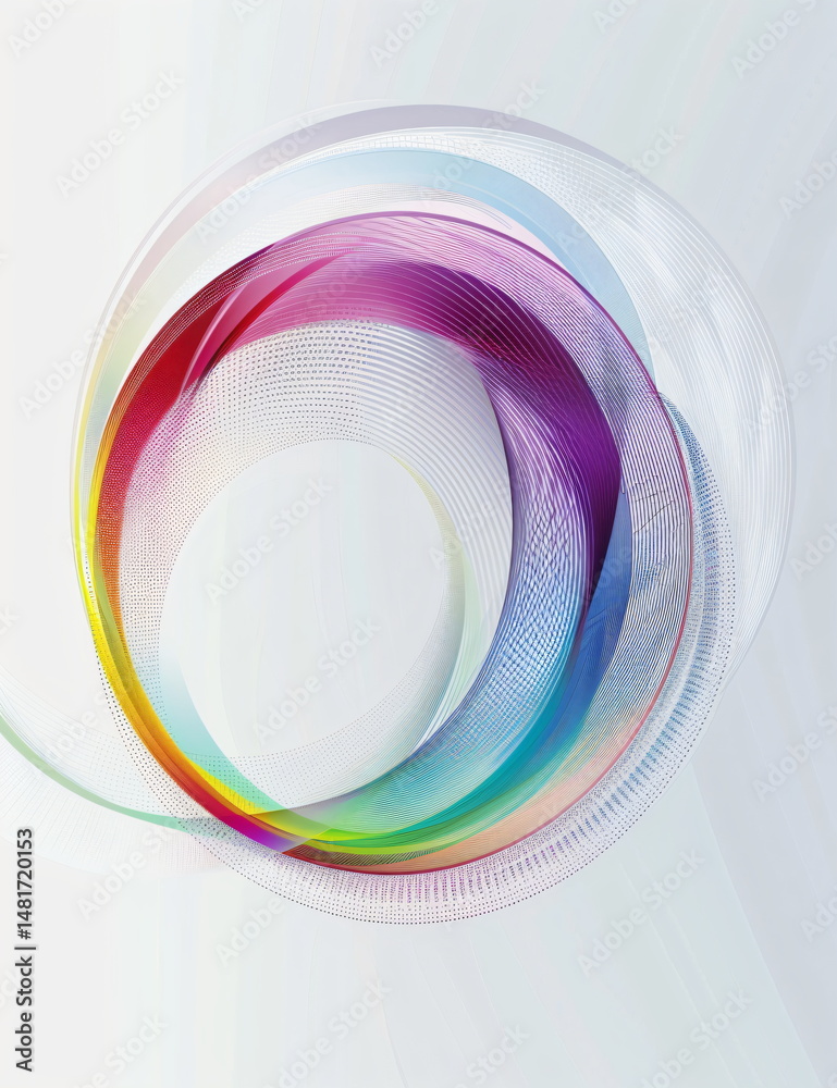 Poster abstract rainbow color wave line in a circle shape. modern technology concept or digital data visual