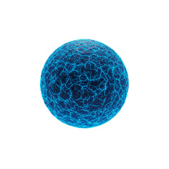 Glowing blue sphere with cracks isolated on transparent background. use cases: science, technology, energy, and abstract concepts