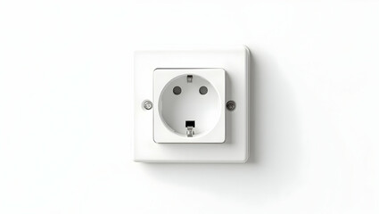 Detailed close up of a sleek European style white electrical outlet showcasing modern design and safety features ideal for minimalist and contemporary interiors